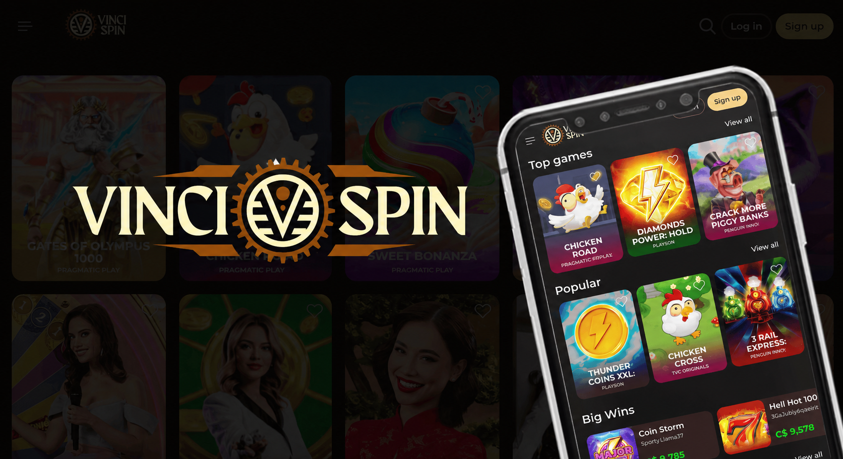Capture d'écran de l'app VinciSpin Casino